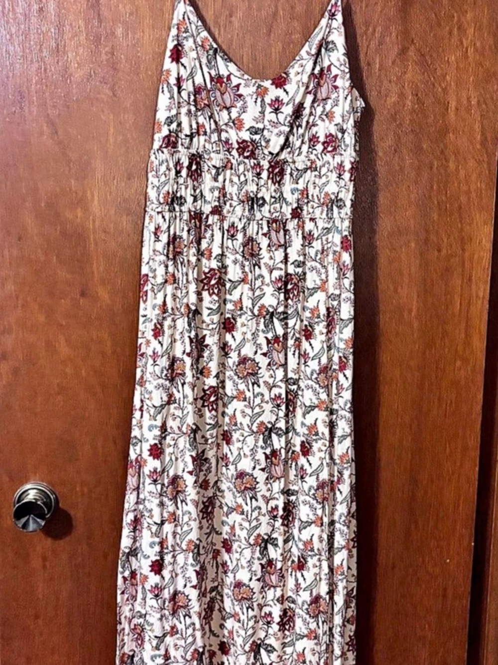 Rock & Roll Denim Deep Floral Maxi Dress White & Red Large